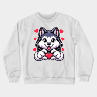 Siberian Husky Dog Heart Valentine_s Day Kids Girls Boys Crewneck Sweatshirt